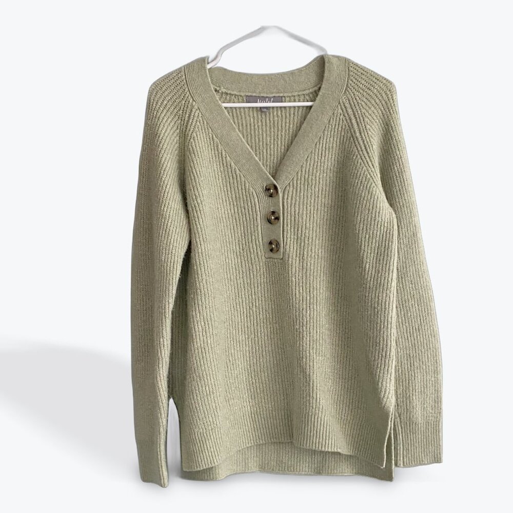 Marled Reunited Clothing Green 3-Button V-Neck Sweater